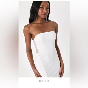 NWT Loving the Feeling White Strapless Bodycon Midi Dress